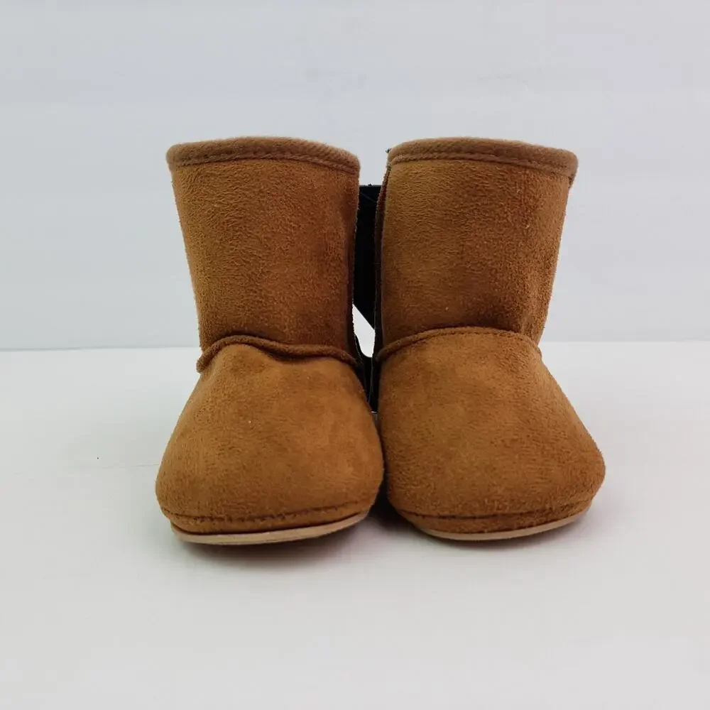Zac & Evan Infant Baby Size 2 3-6 Months Brown Suede Slipper Boots